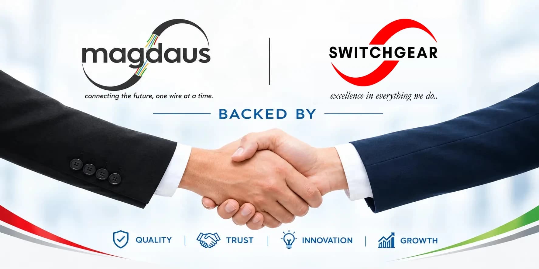 Magdaus, backed by Switchgear — quality, trust, innovation, growth.